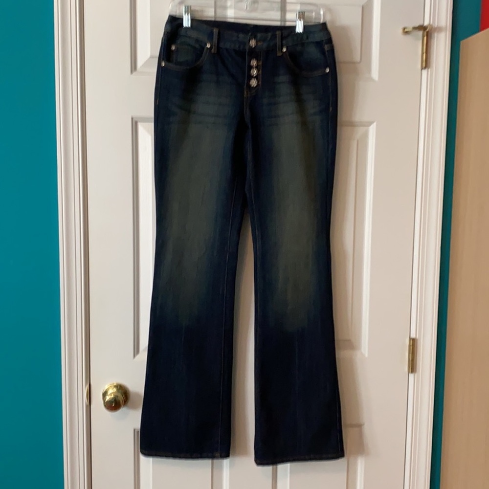 Macys INC fit and flare Crystal embellished Denim Jeans Size 4